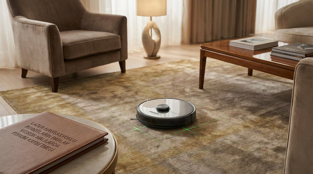 Lazer Navigasyonlu Robotların Parlak Viskon Halılarda Konum Kaybetmesi