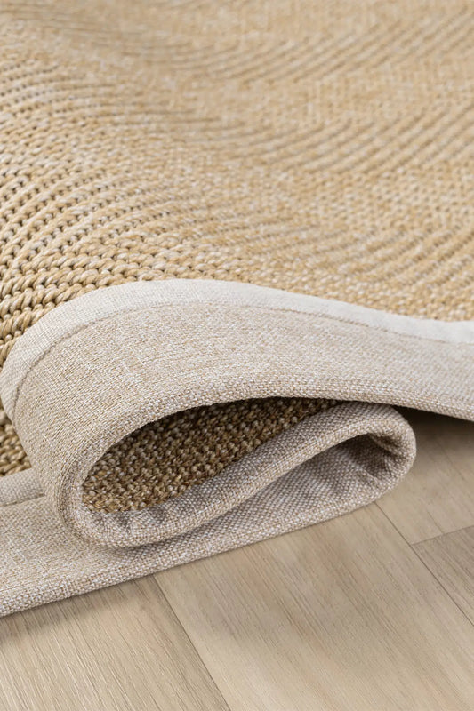 Bombay Bej Halı Bej Krem Bordürlü Kolay Temizlenen Hasır Dokulu Sisal Halı 665