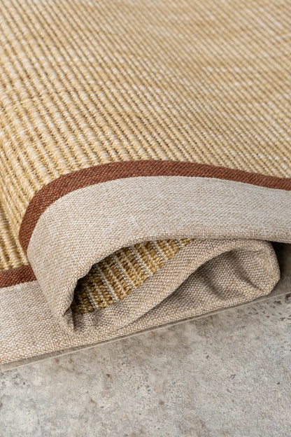 Bombay Bej Halı Bej Terra Bordürlü Kolay Temizlenen Hasır Dokulu Sisal Halı 663