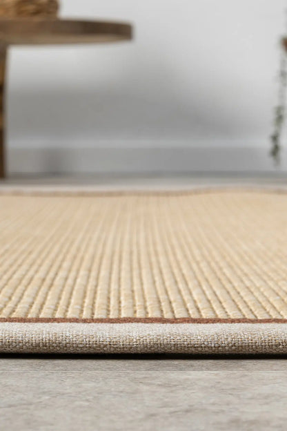 Bombay Bej Halı Bej Terra Bordürlü Kolay Temizlenen Hasır Dokulu Sisal Halı 663