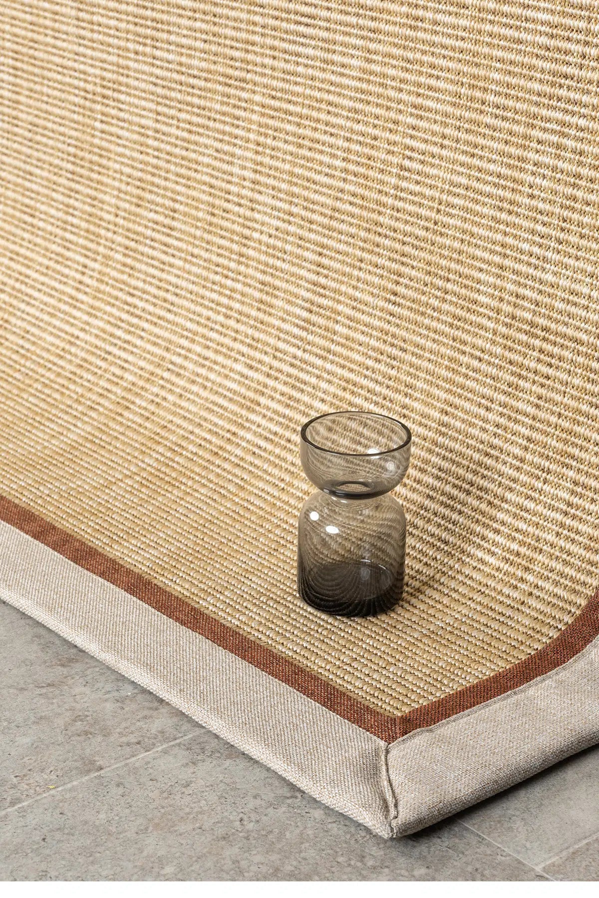 Bombay Bej Halı Bej Terra Bordürlü Kolay Temizlenen Hasır Dokulu Sisal Halı 663