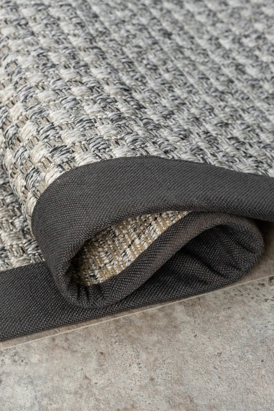 Bombay Gri Halı Antrasit Bordürlü Kolay Temizlenen Hasır Dokulu Sisal Halı 667