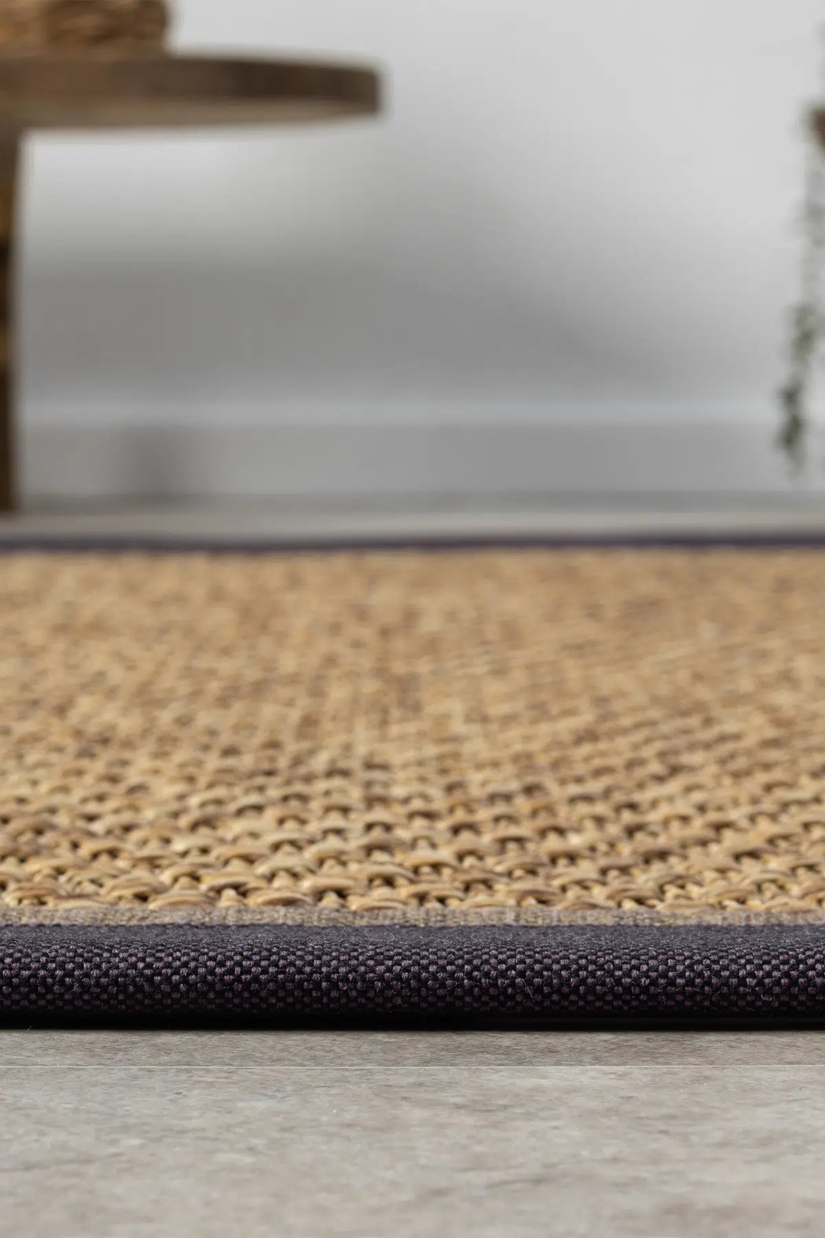 Bombay Kahve Halı Mor Kahve Bordürlü Kolay Temizlenen Hasır Dokulu Sisal Halı 666