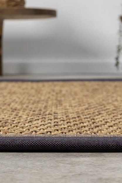 Bombay Kahve Halı Mor Kahve Bordürlü Kolay Temizlenen Hasır Dokulu Sisal Halı 666