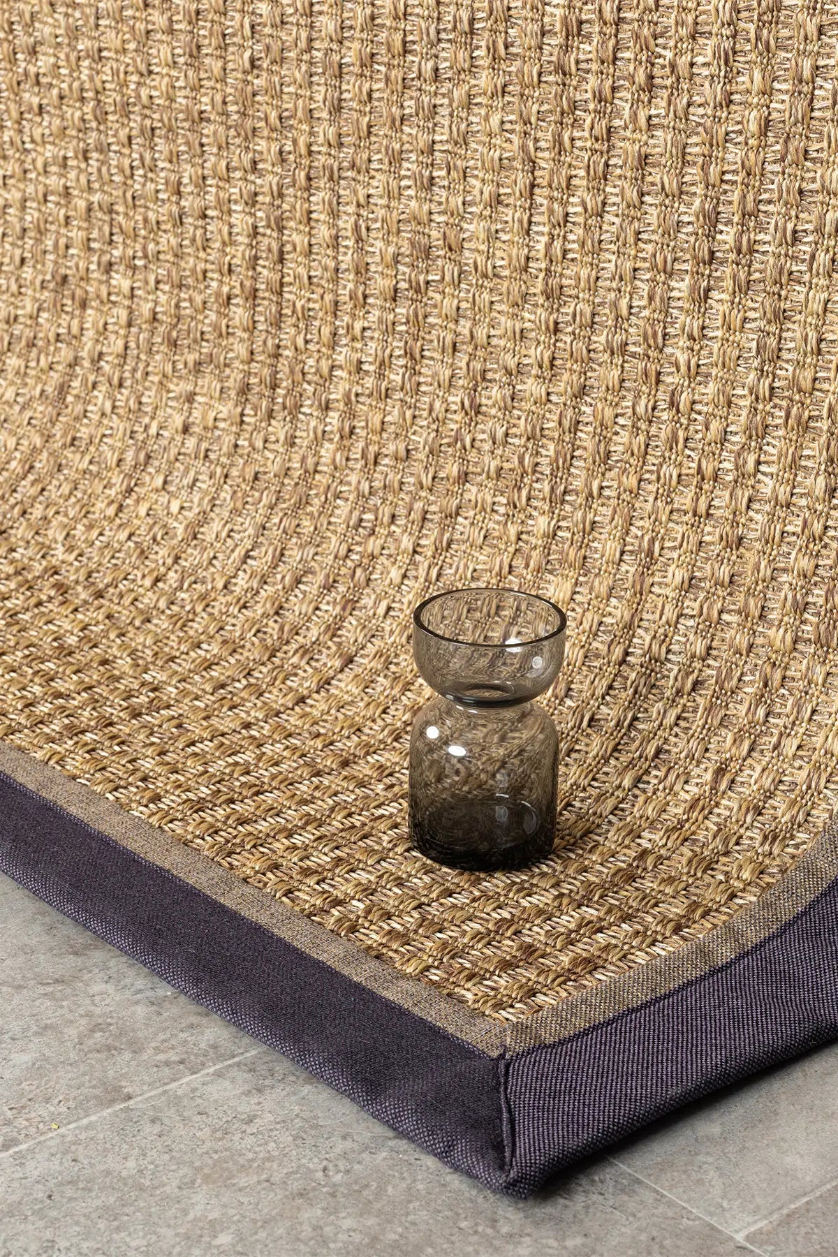 Bombay Kahve Halı Mor Kahve Bordürlü Kolay Temizlenen Hasır Dokulu Sisal Halı 666