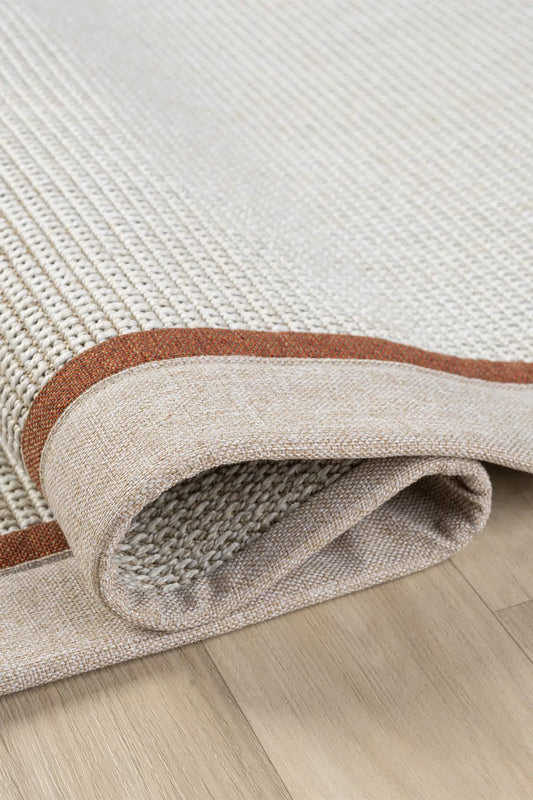 Bombay Krem Halı Bej Terra Bordürlü Kolay Temizlenen Hasır Dokulu Sisal Halı 664