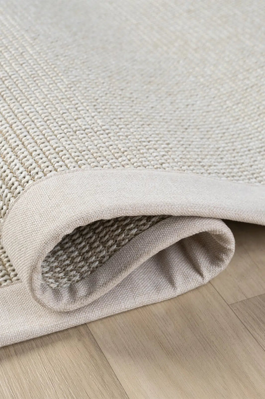 Bombay Krem Halı Krem Bordürlü Kolay Temizlenen Hasır Dokulu Sisal Halı 664