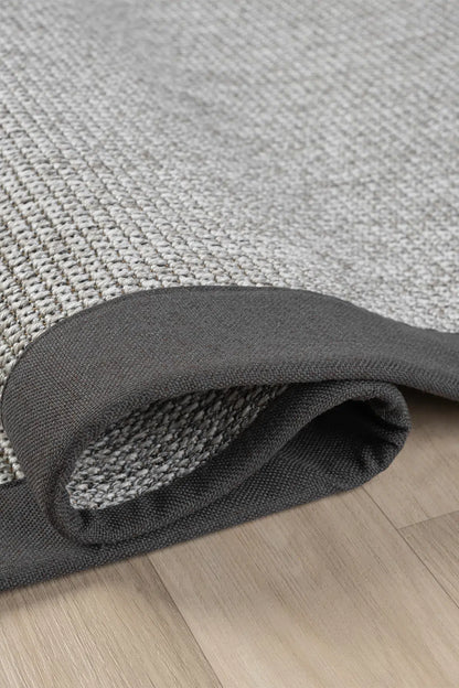 Bombay Gri Halı Antrasit Bordürlü Kolay Temizlenen Hasır Dokulu Sisal Halı 664