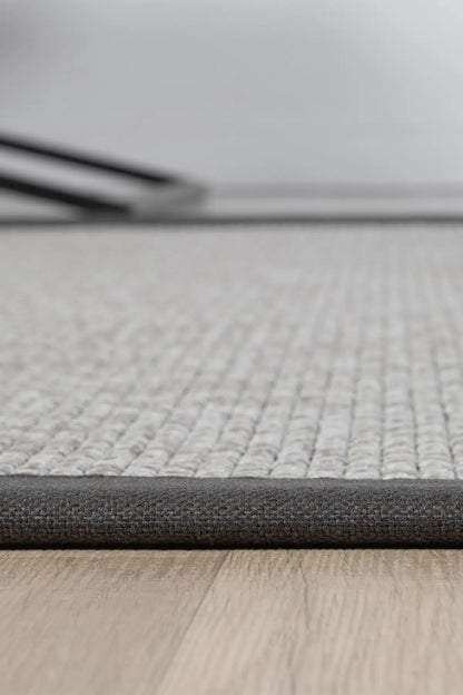 Bombay Gri Halı Antrasit Bordürlü Kolay Temizlenen Hasır Dokulu Sisal Halı 664