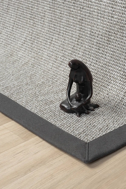 Bombay Gri Halı Antrasit Bordürlü Kolay Temizlenen Hasır Dokulu Sisal Halı 664