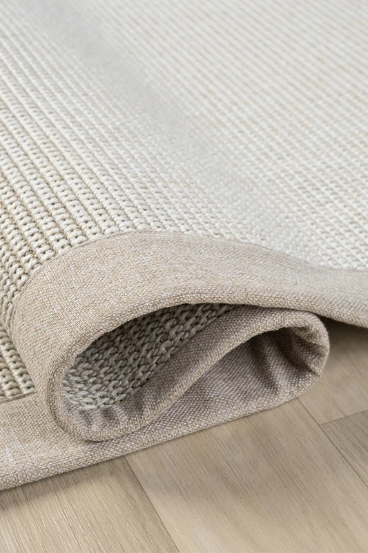 Bombay Krem Halı Bej Bordürlü Kolay Temizlenen Hasır Dokulu Sisal Halı 664