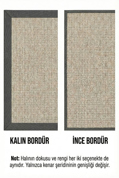 Bombay Bej Halı Bej Terra Bordürlü Kolay Temizlenen Hasır Dokulu Sisal Halı 663